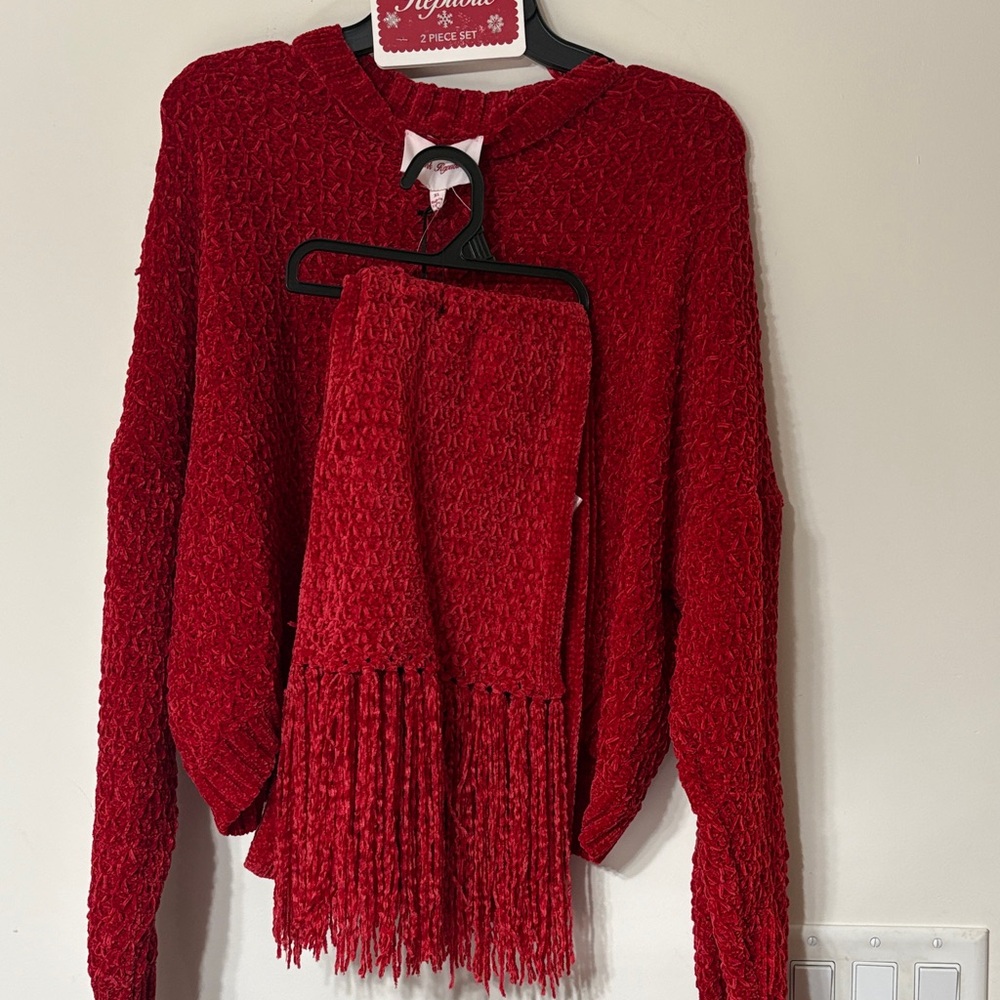 NWT Pink Republic Red Sweater and Scarf Set